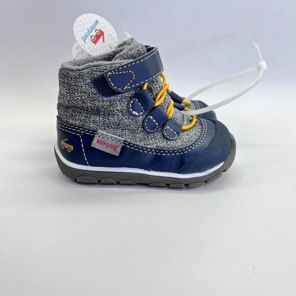 See Kai Run Sam Waterproof Boots size 4 in Navy & Gray - Picture 11 of 14